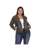 Plus Size PU Faux Leather Jacket