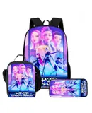 KPop Demon Hunters Unisex Daily Casual Fashion Backpack Lunch Bag Pencil Case Three-Piece Set