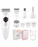 5-in-1 Women's Hair Removal Device Body Hair Remover Facial Shaver Nose Hair Trimmer Eyebrow Trimmer IPX7 Waterproof with EVA Storage Bag Charging Dock