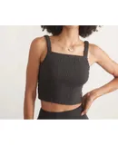 Marine Layer Lila Double Cloth Tank Top In Black