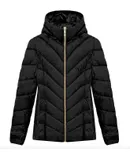 Michael Michael Kors Women's Black Chevron Quilted Short Packable Jacket Coat