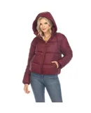 Women's Full Front Zip Hooded Bomber Puffer Jacket