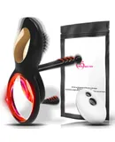 Male Remote Control Double Ring Cum Locking Ring Vibrator, Couple Resonance Delay Ejaculation Ring, Masturbator Sex Toys