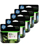 5x HP 63XL High Yield Tri-color Original Ink Cartridge - 300 Pages (F6U63AA)