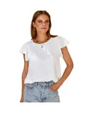 Women's Pleated Ruffle Sleeves Chiffon Blouse