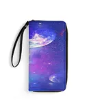 Earth Galaxy Space Wallet for Womens PU Leather Zip Around Wallers Clutch Wristlet Travel Long Purse