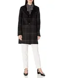 T Tahari Women's Jayden Double face Topper with Button Closure, Black Combo