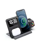 3-in-1 Thermometer Clock Universal Wireless Charger Support Wireless Charging Night Light Charging with Display Watch Cell Phone Headphone Charger