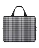 Black White Grey Simple Scott Plaid Tartan Buffalo Check Laptop Bag Women Man 10 12 13 15 17 Inch Office Notebook Travel Computer Handbag Waterproof Bag Notebook Cover