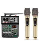 Audio Mixer Sound Board 4 Channel PA DJ Stereo Receiver w Bluetooth USB DJ PA Karaoke Mixing - GOLD