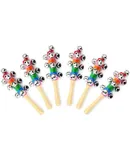 6 Pieces Wooden Bell Hand Rattle, Rainbow Handle Wooden Bell Bell Rattle Baby Kids Kids Music Toy Solid Wood Shakers