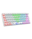 60% Portable Mechanical Gaming Keyboard,Hot-swappable RGB Backlit Compact 61 Clear Keycaps,2.4Ghz Wireless/Bluetooth/USB-C,Transparent Gasket Ice Crystal Switch (Transparent White)