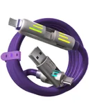 240w 4-in-1 USB C Cable,Multi Charger Cable with Breathing Light, PD 5A Multi Fast Charging & Data Sync Silicone Compatible for iPhone Samsung Laptop Multi Device Charging,6.6FT(purple)