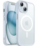 Funda Magnética para iPhone 15 Plus 6.7 Pulgadas Compatible con MagSafe, Carcasa Translúcida Mate Trasera Fina Antigolpes (Azul)