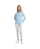 Long Sleeve Scoop Neck Shirt for Women in Dandelion Print, Soft Combed Cotton Comfort