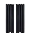2 pcs Black Blackout Curtains with Metal Rings 53