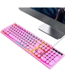 Gaming Keyboards, PC Keyboards, Competition Keyboards, Pink Gaming Keyboard (Wired Keyboard with LED Light for Gamers/Workers 104 Keys)