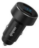Quick Charge Car Charger Metal Dual UBS Digital Display Black
