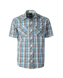 Gioberti Men's Short Sleeve Plaid Western Shirt W/ Pearl Snap-on Buttons