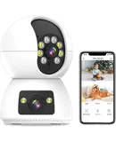 Q24 Cámara de Seguridad Interior, 2MP Cámara WiFi de Doble Lente, Tris Home/ICSee App, con Audio Bidireccional, Detección de Movimiento, Visión Nocturna, Compatible Alexa