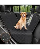 Dog Car Seat Cover, 600D Heavy Durable Dog Seat Cover for Back Seat, 100% Waterproof Scratch Proof Nonslip Dog Hammock for Car with Side Flap, Pet Back Seat Covers for Car with Seatbelt Black