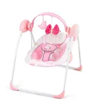 Baby Swing,Portable Baby Swing for Infants,Electric Baby Swings for Newborn, 5-Speed Infant Swing with Music,Timing,Soft Head Support,Pink Baby Girl Swing for Babies 0-6 Months 6-20 lbs