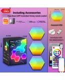 Hexagonal quantum light board, LED wall lights for gaming and smart home DIY decoration synchronized with music, night lights for interior decoration Doodle WIFI+BLE-3 packages