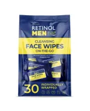 LIVAURA Retinol Men’s Individually Wrapped Wipes, Large Face and Body Wet Wipes with Micellar Water and Vitamins A-C-E, 30 Travel Essentials