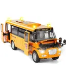 TOYS School Bus Toy Die Cast Vehicle Yellow Large Alloy Pull Back 9 Inch Kids Play Bus with Sound and Light