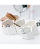 Korean simple children's multi-functional hexagonal stationery storage box wall-mounted storage rack student desktop plastic creative pen holder Classic white