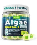 Algae Omega 3 Gummies 1000mg, Plant Based DHA 460mg & EPA 230mg, Omega 3 Fish Oil Alternative for Adults, Plus MethylFolate, Vitamin B12, Phosphatidylserine, No Fishy Taste, Vegan, Sugar Free, 60 Cts
