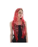 Pretty headbands for women, Triangle Lace Mantilla Veil Tulle Scarf Covering Church Veil , Mass Wedding Bridesmaids--Red
