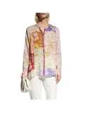 Johnny Was Womens Blouse Cosmo Lauren Floral-Print Patchwork Top