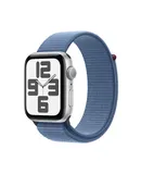 Apple Watch SE 2nd Generation (GPS) 44mm Silver Aluminum Case with Winter Blue Sport Loop - Silver