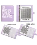 100 EnvelopeChallenge 100-day couple challenge to save money loose-leaf money saving notebook Sigongge card mask*25 sheets+single mask*1 sheet+100-day sticker A5 purple (with white text)