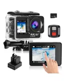 4K Action Camera +32GB, 30M Underwater camera Wifi EIS Vlog Sport Helmet Camera Dual screen Recorder 170° Wide Angle 32GB TF card 2x battery bike ride Diving