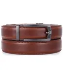 Mio Marino Men's Horseshoe Leather Ratchet Belt-Burnt Umber-Adjustable from 48