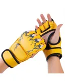Boxing Gloves, MMA Gloves Half Finger Punching Gloves with Open Palms Heavy Bag Gloves Kickboxing Gloves, Yellow