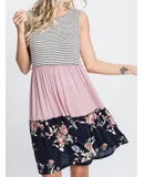 Heimish Usa Floral Colorblock Dress In Dusty Rose