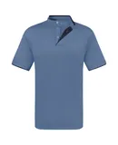 Mio Marino Men's Short Sleeve Henley Polo Shirt with Contrast-Trim-Denim Blue-Medium
