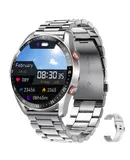 Bluetooth call smart watch ECG+PPG business I9 men's watch with waterproof strap-Silver steel strip