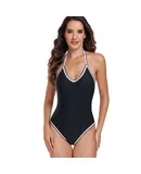 Women's Swimwear Bikini Tummy Tuck V Neck Soft Cup One-piece Swimsuit