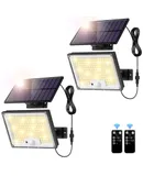 Solar Outdoor Lights, 172LED 3Modes Split Motion Sensor Outdoor Lights with Remote Control,  Solar Flood Lights Outdoor for Yard, Patio, Garden, Garage 2 Pack,Warm White