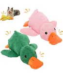 Cute Yellow Calming Duck Dog Toy, Cute Yellow Calming Duck, 2024 New Quack-Quack Duck Dog Toy, Cute Calming Duck Dog Toy with Soft Squeaker, Interactive Dog Toys for Indoor Small Dogs (Green+Pink)