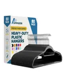 Versatile Clothes Hanger Set - 80 Pieces Space-Saving Dry and Wet Clothes Hanger Set with 360° Swivel Hook and Non-Slip Rubber Design - Black