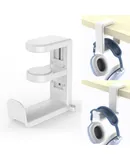 Rotating Headphone Stand - PC Gaming Headset Stand, Adjustable Clamp-on Headphone Holder, Headphone Hanger Hook Under Desk with 360 Degree Swivel&Cable Clip Organizer - Black