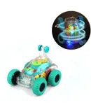 Autistic Kids Sensory Toys, Glowing Toy Cars for Toddlers 1-3 Years Old, Crash Toy Cars with Colorful Moving Gears, Music, LED Effects, 360° Rolling Twister, Monster Truck Toy, Toddler Car, Christmas Gift-Green