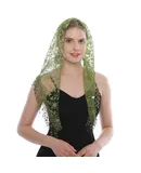 Pretty headbands for women, Triangle Lace Mantilla Veil Tulle Scarf Covering Church Veil , Mass Wedding Bridesmaids--Green