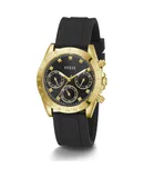 Reloj Guess Mujer | Coleccion Eclipse | Modelo GW0315L1 | Caja Redonda | Ø 38mm Acero inoxidable | Cierre Hebilla | Movimiento Cuarzo | Dial Negro | Cristal Mineral | Correa Silicona Negro | 50m / 5 ATM | Línea Lujo