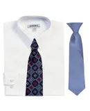 Gioberti Boy's Long Sleeve Dress Shirt with Design Tie Set